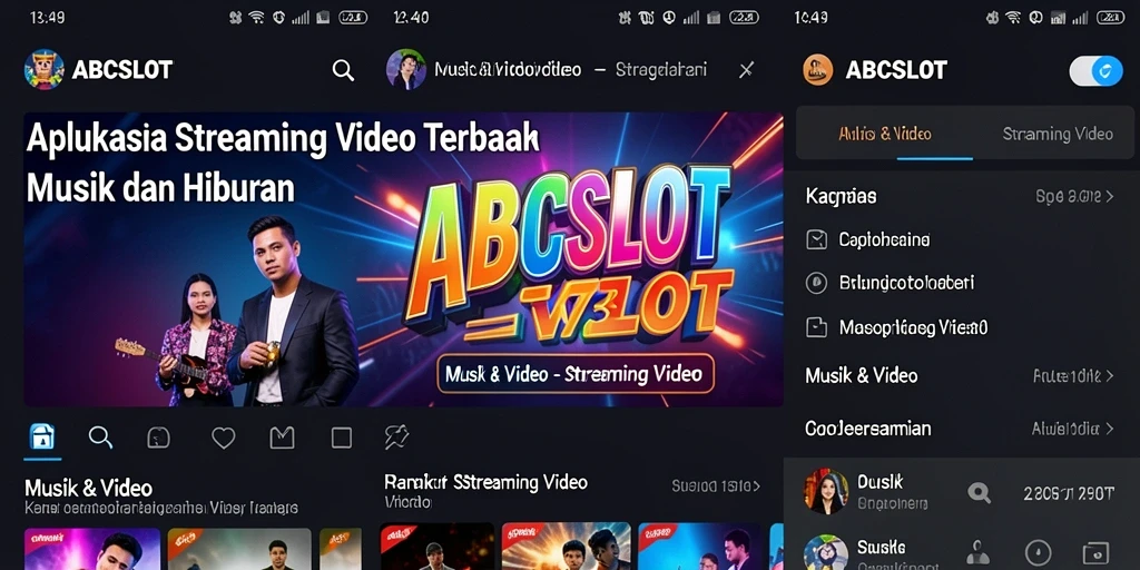 Tampilan antarmuka aplikasi streaming video ABCSLOT yang menarik dan user-friendly.
