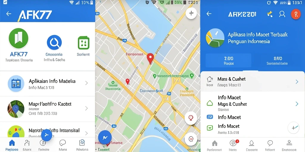 Tampilan antarmuka AFK77 menunjukkan informasi lalu lintas terkini dan rute alternatif.