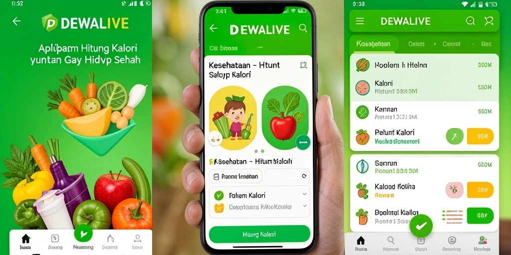 Tampilan antarmuka DEWALIVE saat menghitung kalori makanan.