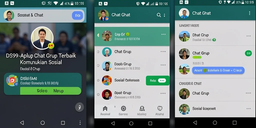 Tampilan antarmuka DS99 yang modern dan intuitif untuk chat grup.