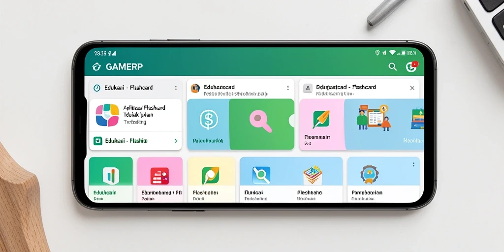 Tampilan antarmuka GAMERP dengan berbagai fungsi Flashcard yang memudahkan belajar.