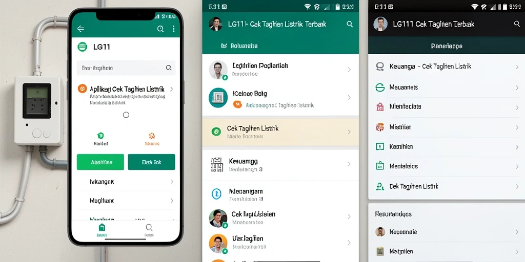 Antarmuka LG111 menunjukkan detail cek tagihan listrik dengan jelas.