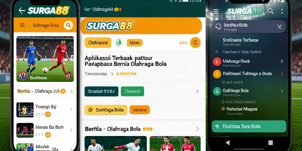 Antarmuka modern dan intuitif dari aplikasi SURGA88 yang fokus pada olahraga bola.